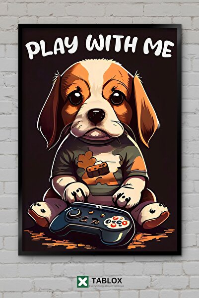 tablomaxtbx Gamer Dog Câine Jucător Gaming Poster de perete cu neon Aspect cu...