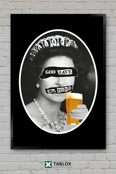 tablomaxtbx God Save The Beer Poster amuzant cu bere, tablou decorativ înrăma...