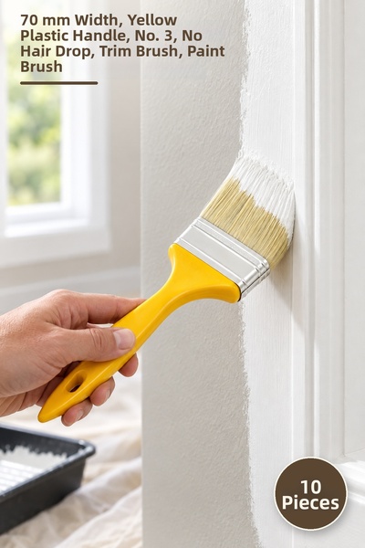 Yenilig 10 Pieces of Cutting Paint Brushes – 70 mm Width, Yellow Plastic Hand...