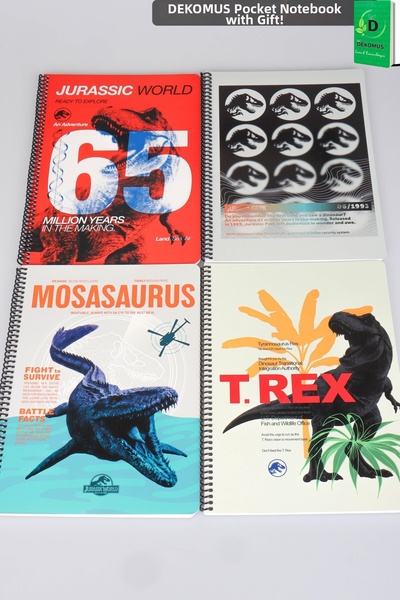 T-Rex Dekomus, Jurassic World Licensed 2 Checkered and 2 Striped A4 80-Sheet ...
