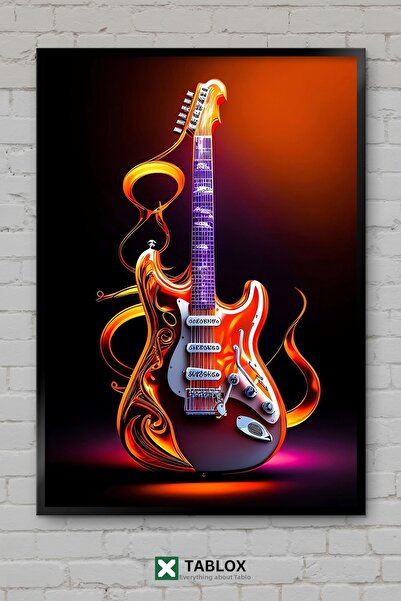tablomaxtbx Guitar Gitar Neon Light Music Rock Poster Framed Decorative Mdf P...