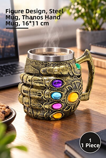 Yenilig 1 Piece Stainless Steel Thanos Hand Mug – Figured Design, Steel Mug, ...