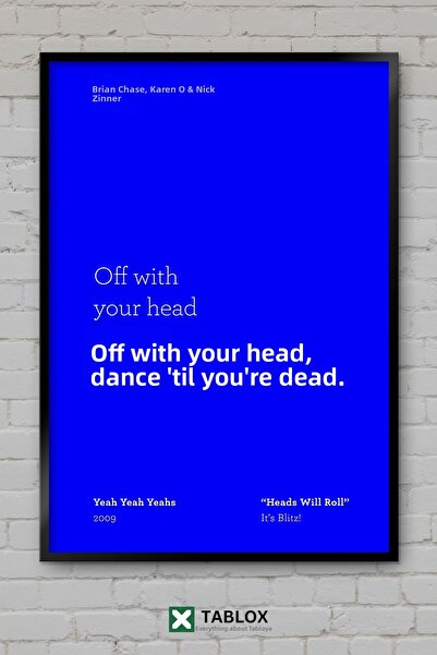 tablomaxtbx Heads Will Roll Yeah Yeahs Music Song Poster Frame Looking Decora...