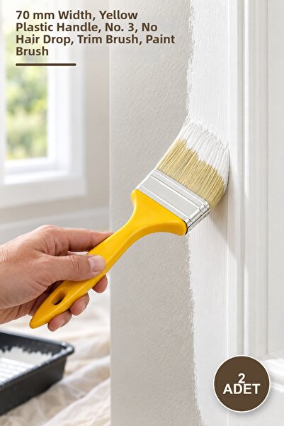 Yenilig 2 Pieces of Cutting Paint Brush – 70 mm Width, Yellow Plastic Handle,...