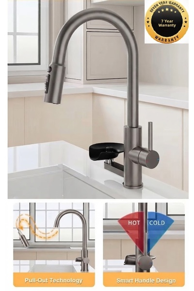 OEM Kitchen Sink Faucet + Pressure Cup Washer 2in1 Imported Anthracite Color ...