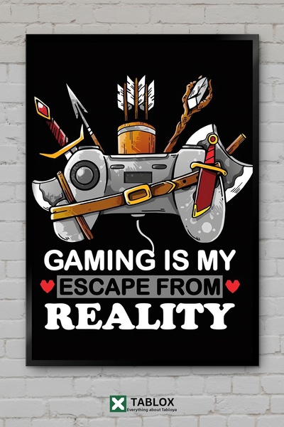 tablomaxtbx Παιχνίδι "Game Is My Escape" Επιτοίχια διακόσμηση με σκελετό, δια...