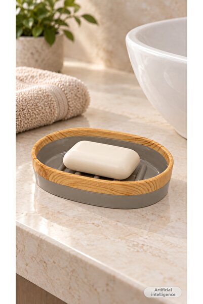 Hagen Wooden Patterned Soap Dish, for Bathroom and Sink