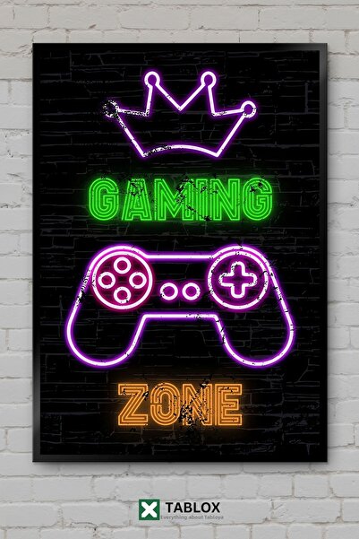 tablomaxtbx Gaming Gaming Zone Region Neon Light Style Stil cu ramă Masă deco...