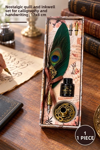 Yenilig 1 Piece Vintage Dip Pen and Inkwell Set – Nostalgic Dip Pen and Inkwe...