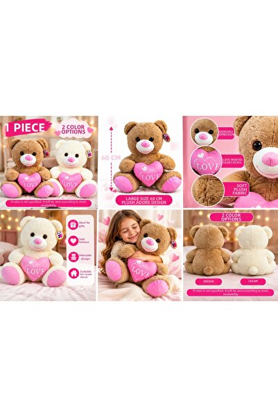 TRUST STORE 60 cm Large Plush Teddy Bear with Love Heart Cute Soft Toy 1 Piece
