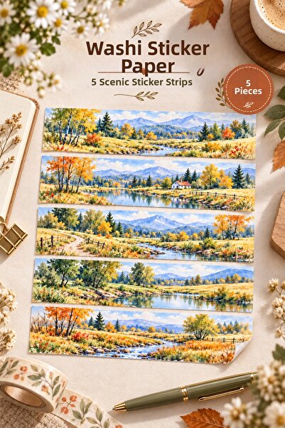 Kolbi Craft 5 τεμάχια αυτοκόλλητα Washi μεγάλου σχεδίου, ημιδιάφανα, για Bull...