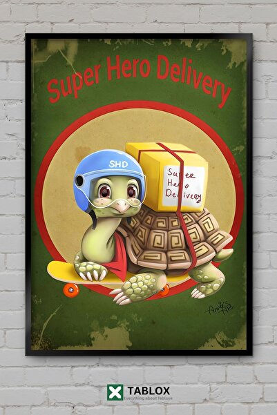 tablomaxtbx George The Turtle Tablou decorativ din MDF cu aspect de cadru cu ...