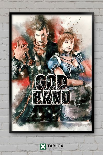 tablomaxtbx God Hand Game Fighting Poster Artă înrămată Pictură decorativă MDF