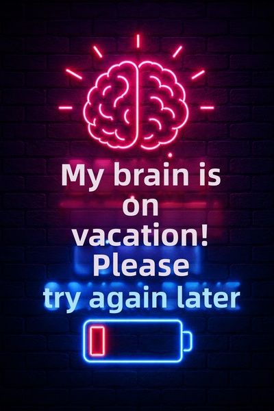 Lucena Ζωγραφική τοίχου σε στυλ νέον "My Brain is on Vacation" Μεταλλικό διακ...