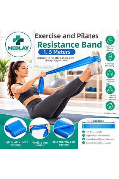 MEDLAY Band 1.5 Meter Blue Exercise and Pilates Resistance Band