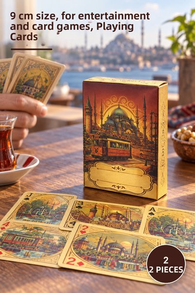 Yenilig قطعتان من بطاقات اللعب ذات طابع إسطنبول - مقاس 9 سم، للترفيه وألعاب ا...
