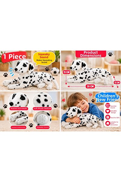 TRUST STORE Plush Dalmatian Dog with Sound 35 cm Barking Cute Soft Plush Toy