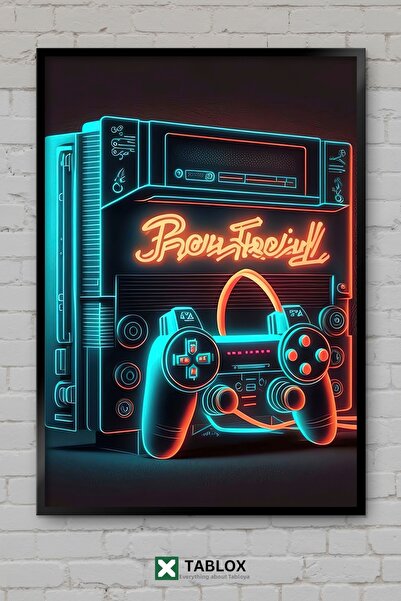 tablomaxtbx Poster pentru jucători de jocuri video, cu lumină neon, tablou de...