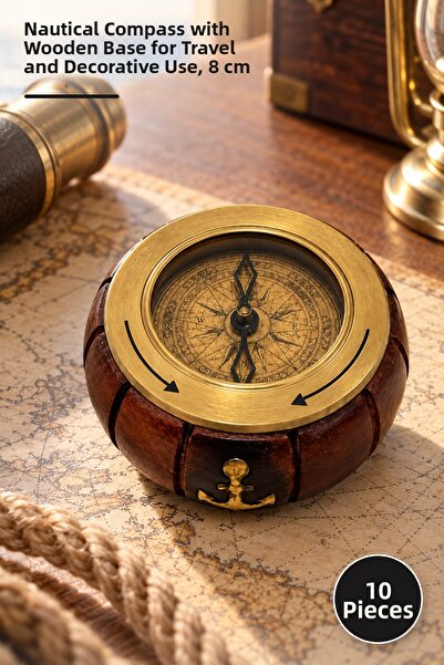 Yenilig 10 Pieces Brass Compass – Nautical Style Compass with Wooden Body for...