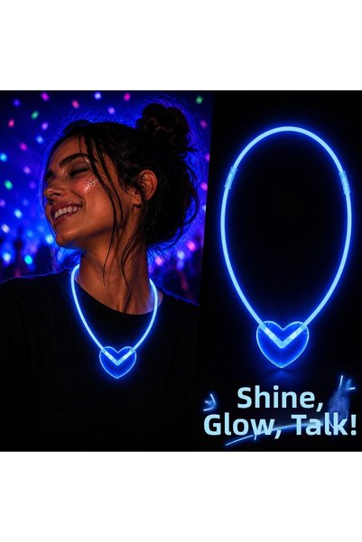 Skygo Neon Lighted Phosphorescent Heart Party Necklace Mi Color