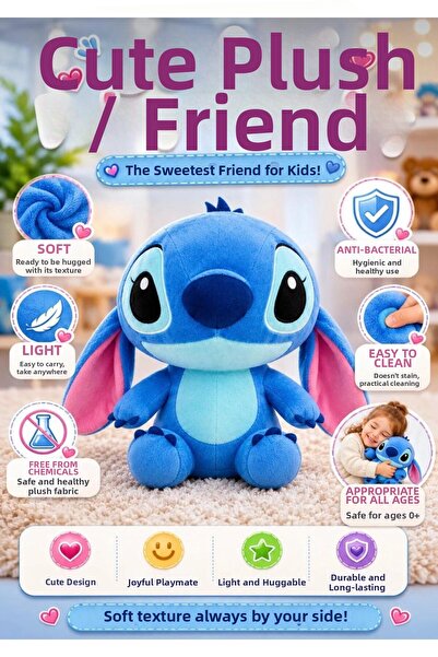 Hepsilazım Stitch Plush Toy 30 cm Soft Gift Cute Playmate and Sleeping Compan...