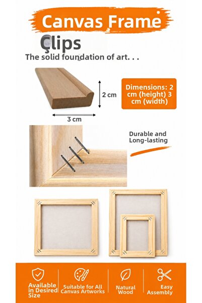 Puzzle 5 Pcs 40X40 Canvas Frame Hoop Punch Wooden Strip for Embroidery 2X3 cm