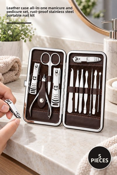 Yenilig 5-Piece Manicure Set – All-In-One Manicure and Pedicure Set with Leat...
