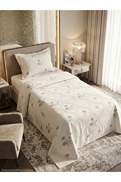 miar home perde tekstil Embroidered Chenille Single Bedspread 1 Piece Bedspre...