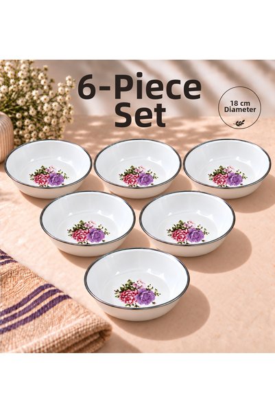 Zarif İnci Enamel Custard Plate Patterned 18 cm Dinner Breakfast Plate Salad ...