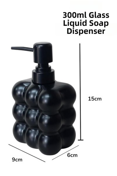 ALBETTO Bubble Glass Liquid Soap Dispenser Black 300ml