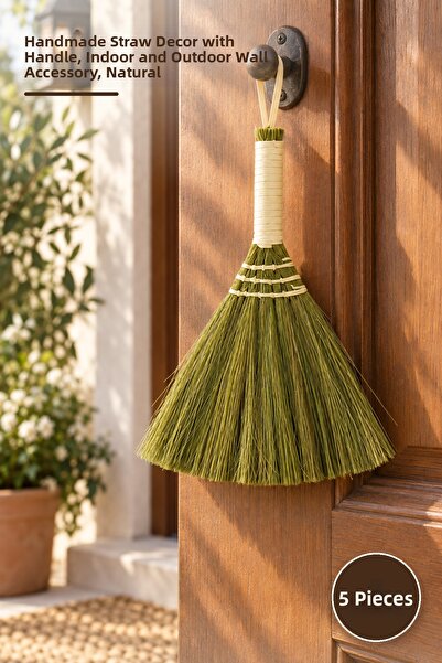 Yenilig 5 bucăți Mini Mătură Ornament pentru Ușă - Decor Rustic Handmade cu M...