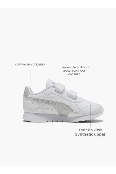 Puma حذاء رياضي للبنات St Runner V4 Sl Glitter V بإغلاق Hook & Loop للكاحل