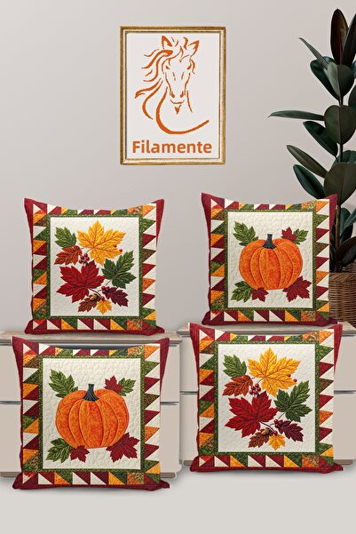 Filamente 4-Piece Double-Sided Digital Print Throw Pillow Cover Halloween / P...
