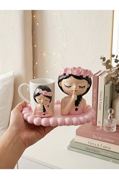 sutasarimevi Handmade Pink Flower Girl Themed Porcelain Cup and Presentation ...