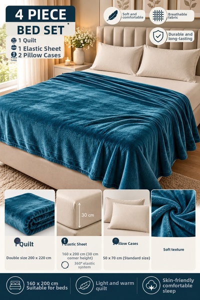 Nilyso Home Σετ Κουβερλί Διπλό Σούπερ Σούπερ Σοφτ 200x220 εκ. – Ελαστικό Σεντ...
