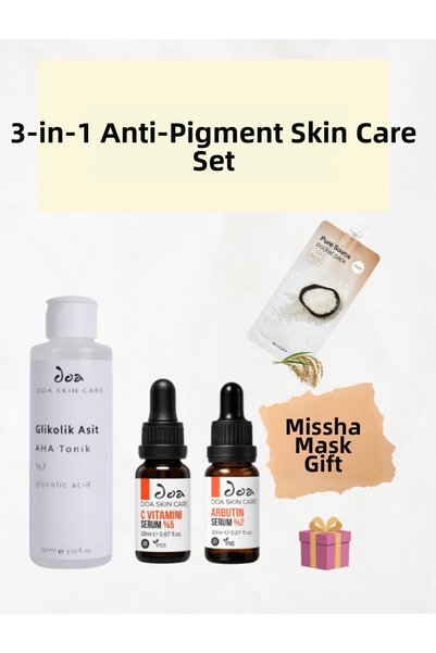 DOA KOZMETİK Anti-Dark Spot Brightening Skin Care Set (Glycolic Acid 7% & Arbutin & Vitamin C)