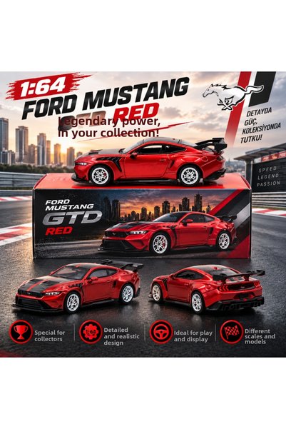 NW NessiWorld 1/64 فورد موستانج جي تي دي أحمر - (السعر للقطعة الواحدة)