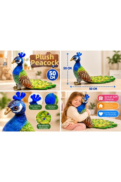 TRUST STORE 50 cm Plush Peacock Colorful and Cute Decorative Plush Toy