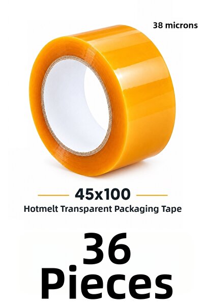 MTKardeşler 36 τεμάχια ταινίας κολλητικής ταινίας 45 mm X 100 Mt Διαφανής ται...