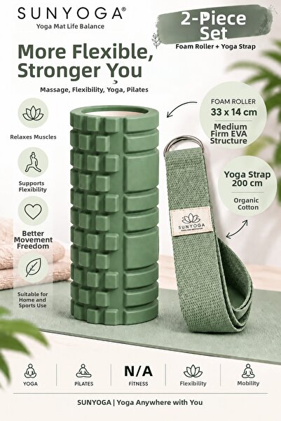 SUNYOGA Σετ Αφρού Ρόλερ και Ζώνη Γιόγκα Μέτριας Σκληρότητας Ρολό Μασάζ EVA 33...