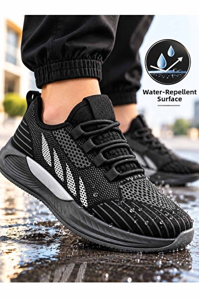 vynor atelier Men's Black Sports Shoes Water-Slippery Surface Lightweight Sol...
