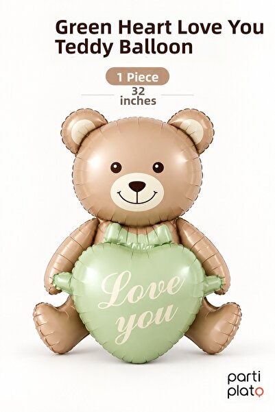 era balon Green Heart Love You Teddy Bear Foil Balloon 32 Inch 1 Piece Birthd...