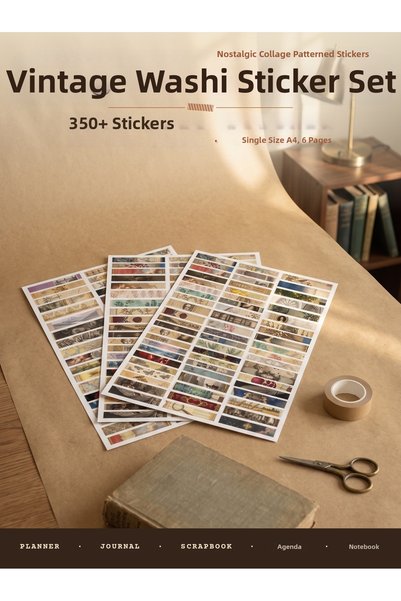 Dekorif Vintage Washi Sticker Set 350+ Pieces 40 Series Victorian Pattern Artistic Agenda Scrapbook Decoration 6 A4
