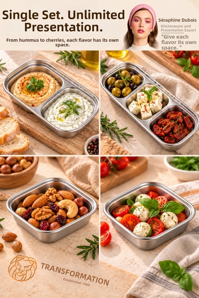 Transformacion 18/10 Steel 4-Compartment Sauce Bowl and Snack Bowl Presentati...
