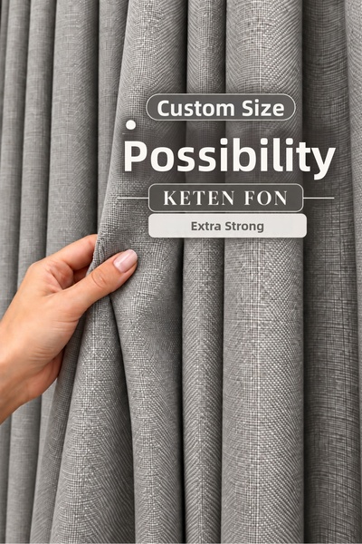 Yuka Gray Premium Linen Background Curtain with Extra Foam and Pleats, Withou...