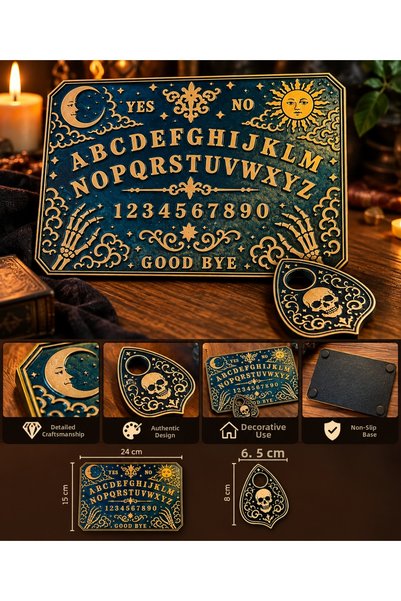 SAF HOBİ ATÖLYE DESİGN Halloween Spirit Board Decorative Set – Gothic Table Decor with Planchette Figure
