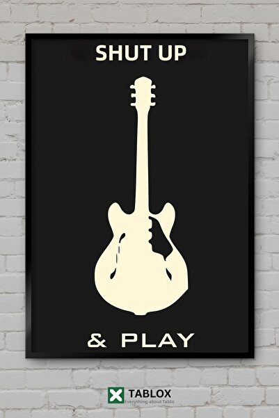 tablomaxtbx Рамкиран декоративен MDF плакат с китара Gibson Es, музикален инс...
