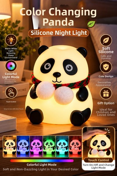 Epilons Touch-Controlled Color-Changing Panda Night Light for Children's Room...