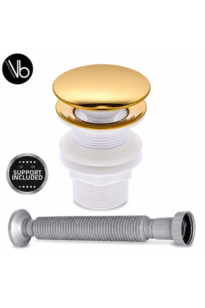 vb vitrinbanyo Sink Siphon Head Gold Push-Open System Sink Center Drain Bello...