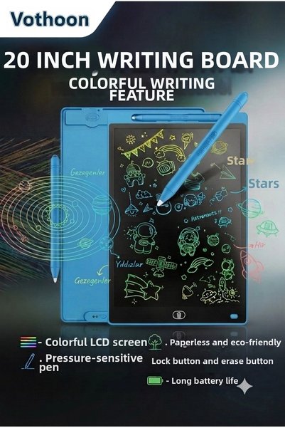 Generic Brand 20 بوصة، لوح رسم رقمي ملون بشاشة LCD، لوح كتابة، لوح تعليمي لكت...